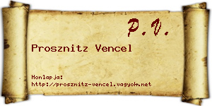 Prosznitz Vencel névjegykártya